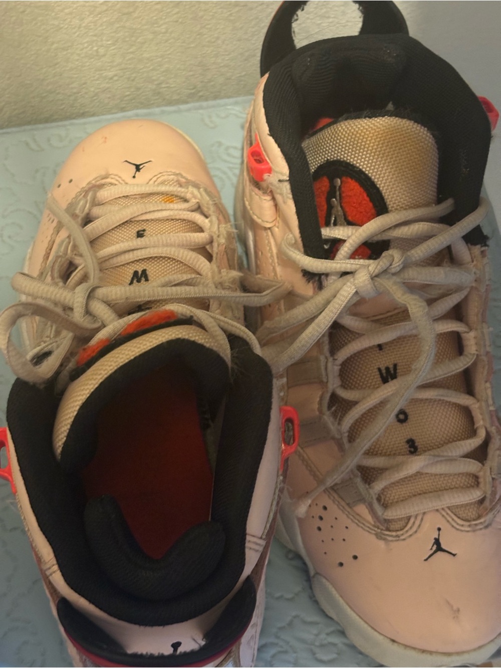 Jordan Kids Pink and Black Sneakers with Orange Accents